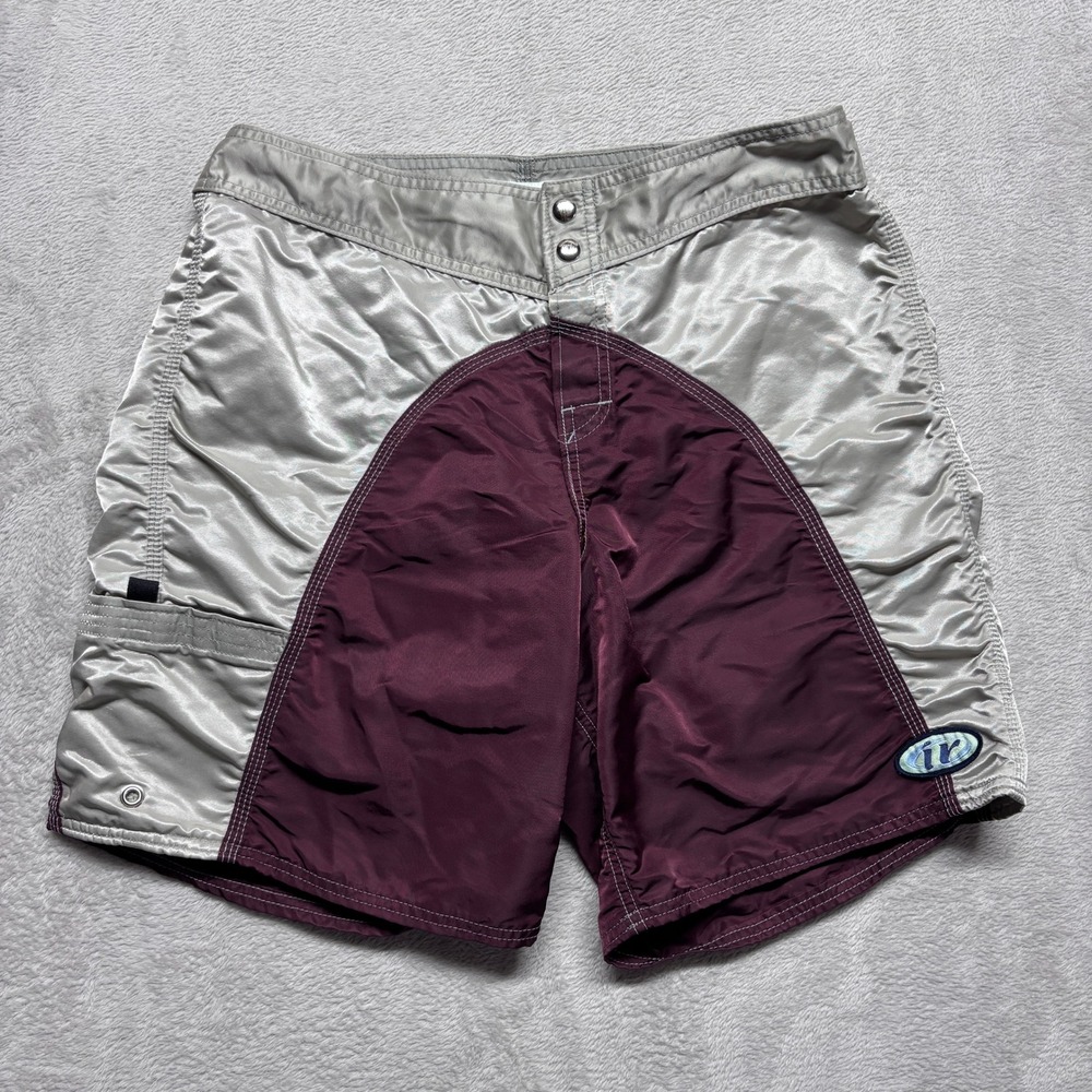 Immersion Research Board Shorts Mens 33 (Fits 31) Silver Burgundy Colorblock EUC